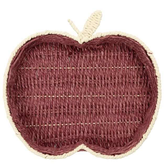 Pani&egrave;re en osier forme pomme rouge 28x29cm