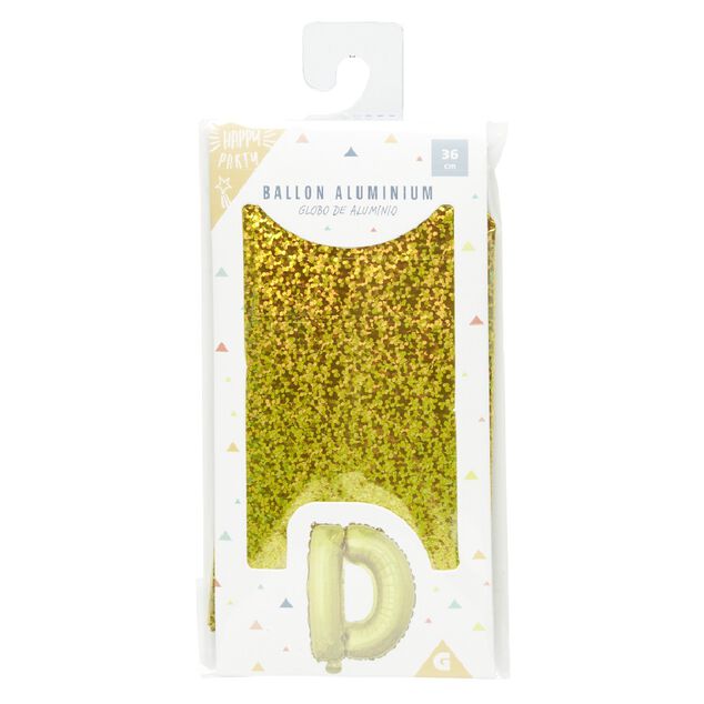 Ballon forme lettre D aluminium (2 modèles doré ou argenté)