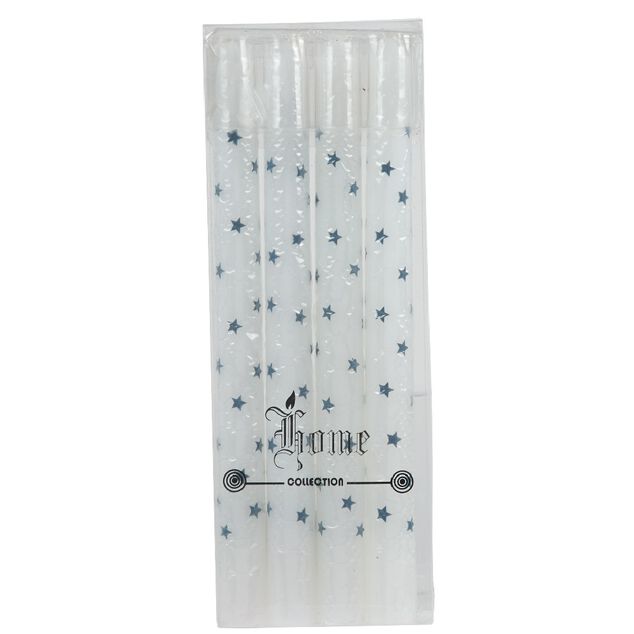 Bougie chandelle &eacute;toil&eacute;e x4 - 3 coloris