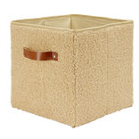 Pani&egrave;re carr&eacute;e pliable tissu laine bouclette marron 27x27xH27cm