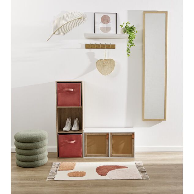 Porte cannage Box Cube 32,2x32,2x1,2cm bois marron