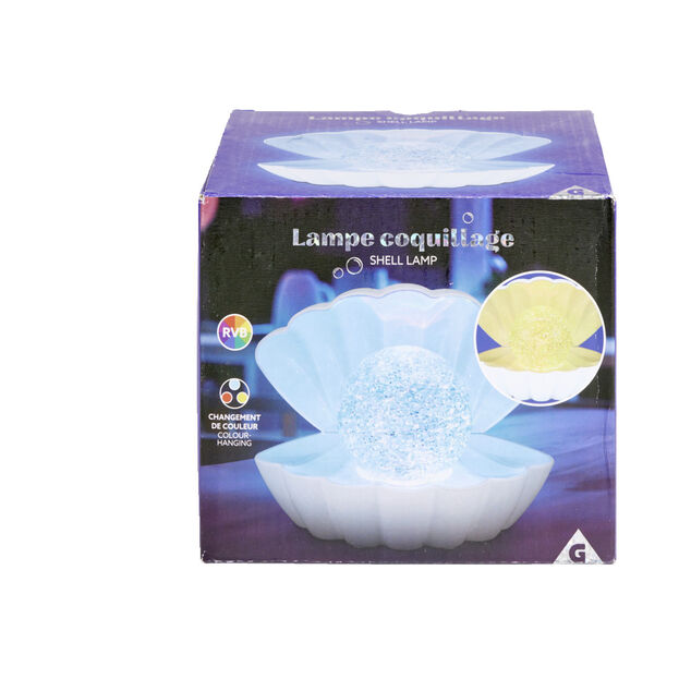 Lampe LED perle et coquillage blanc