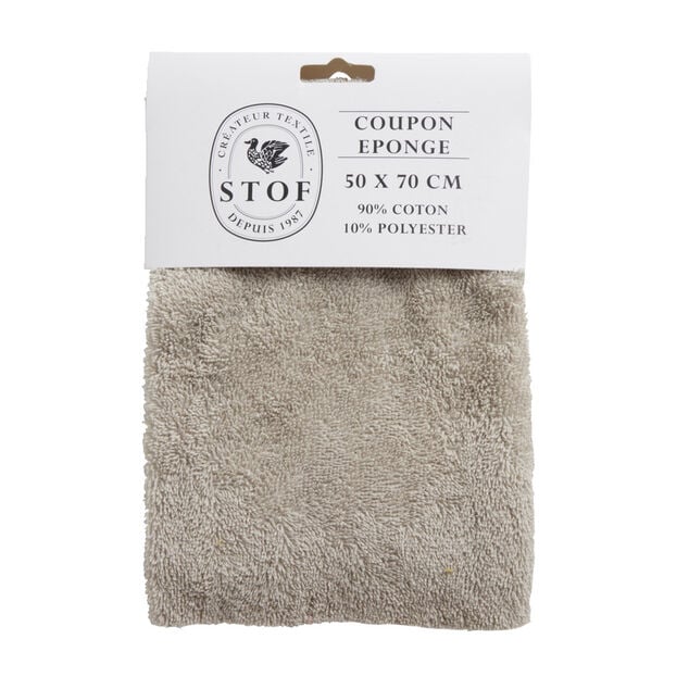 Coupon tissu coton &eacute;ponge 50x70cm beige