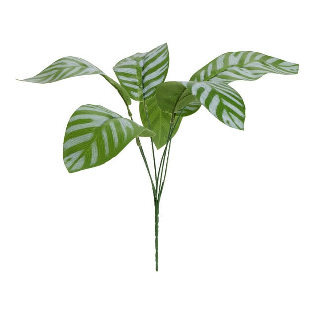 Feuille plante verte rodh&eacute;a artificielle piquet 5 feuilles 17xH27cm
