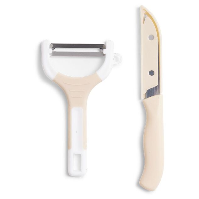 Set couteau et &eacute;plucheur inox et plastique - 3 mod&egrave;les
