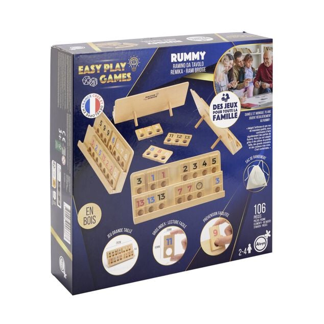 Jeu de rummy en bois 106 pi&egrave;ces avec sac de rangement