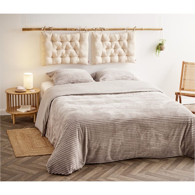 Parure de lit flanelle c&ocirc;tel&eacute;e 240x220cm avec taies d'oreiller 63x63cm