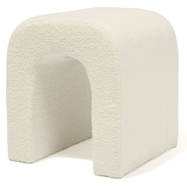 Bout de canap&eacute; Joseph curly effet laine boucl&eacute;e blanc - L40xP40xH45 cm