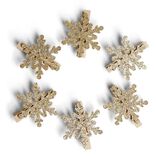 Pince de décoration flocon de neige doré x6