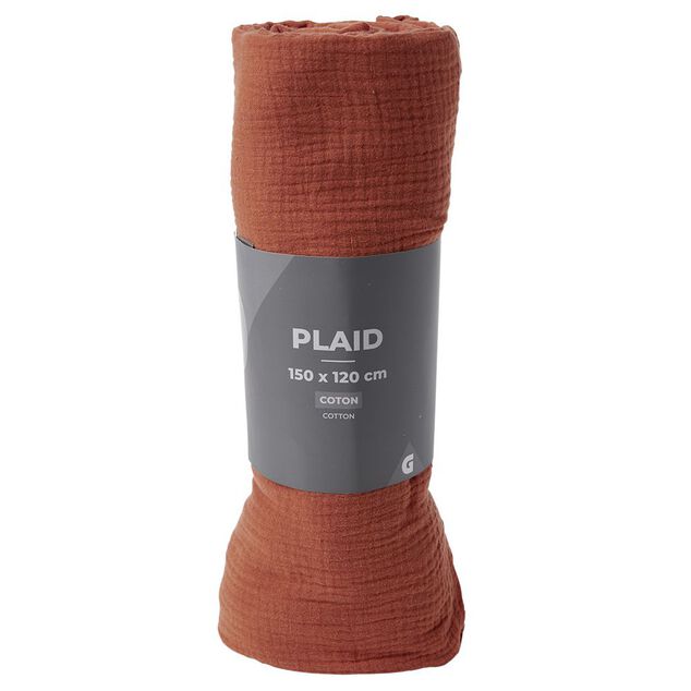 Plaid terracotta uni 100% coton 150x120cm