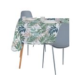 Nappe rectangulaire tissu jacquard motif feuillage blanc et vert 140x250cm