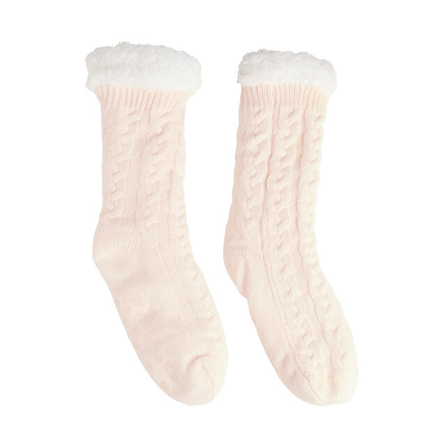 Chaussettes d'intérieur doublées peluche noir TU