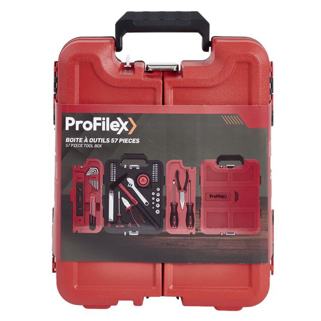 Mallette &agrave; outils 57 pi&egrave;ces Profilex rouge et noire