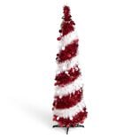 Sapin de Noël artificiel POP UP rouge et blanc Ø30xH120cm