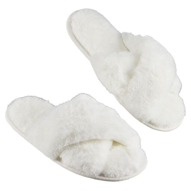 Chaussons ouverts imitation fourrure