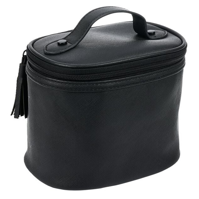 Trousse de toilette noire à pompons 17x12xH14cm