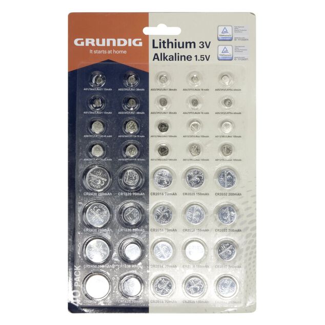 Pile bouton x40 lithium alcaline