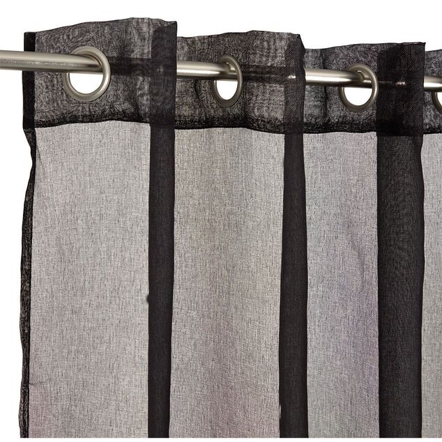 Voilage &agrave; oeillets noir uni 100% polyester 140x240cm