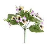 Bouquet fleurs artificielles pens&eacute;es 7 tiges roses et jaunes H22cm