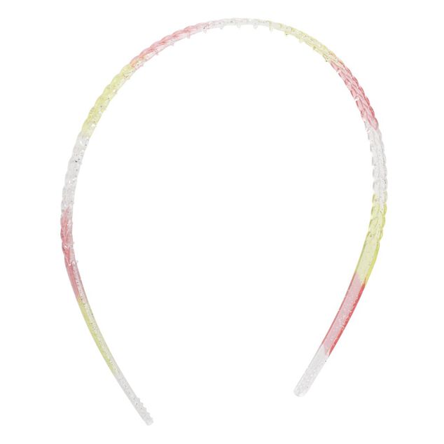 Serre-tête x2 plastique coloré translucide 1 bleu et 1 multicolore