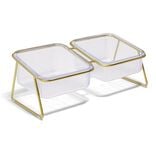 Gamelle double pour chat support métal doré