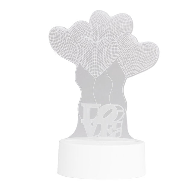 Lampe LED 3D filigrane ballons coeurs LOVE 12,5x9,8xH18,5cm