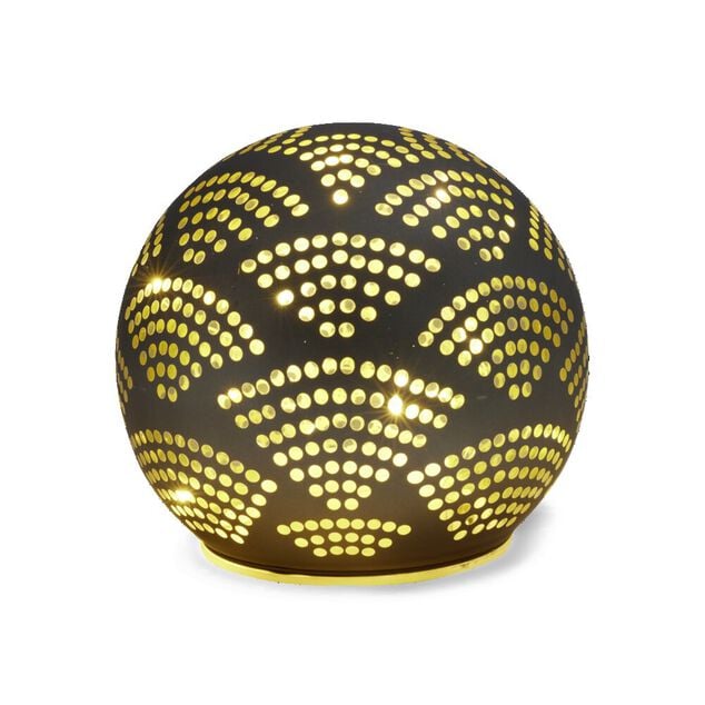 Boule d&eacute;co LED verre et m&eacute;tal grise &Oslash;12cm