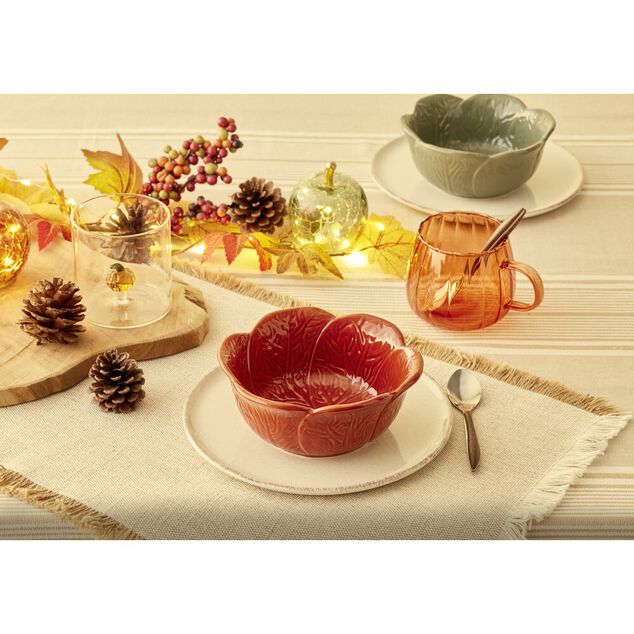 Coupelle dolomite feuille automne Ø15xH6cm (3 modèles)