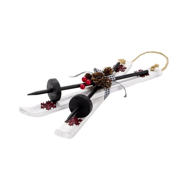 Ski d&eacute;coratif &agrave; suspendre en bois 10x30cm (3 mod&egrave;les)