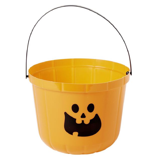 Seau &agrave; bonbons Halloween imprim&eacute; citrouille (plusieurs mod&egrave;les)
