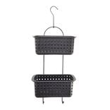 Serviteur de douche à suspendre 2 paniers plastique noir 29,5x14xH70cm