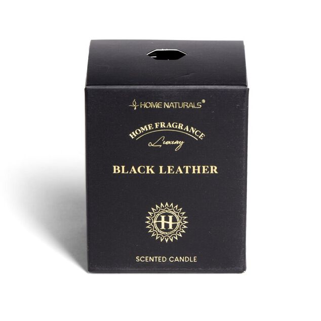 Bougie senteur cuir dans pot en verre Ø6,4xH7,9cm noir