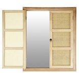 Miroir &agrave; volets persienne cannage en rotin