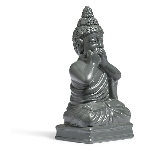 Statue Bouddha de la sagesse r&eacute;sine gris fonc&eacute;