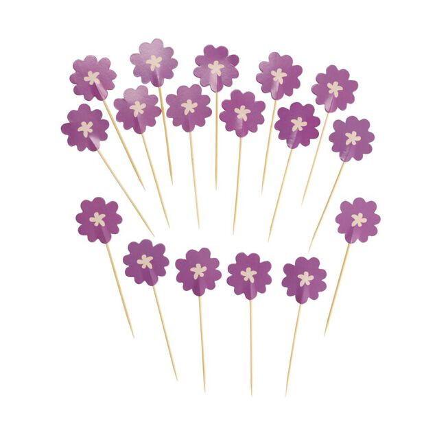 Pique ap&eacute;ritif x20 fleur papier tige bambou L10cm (2 mod&egrave;les)