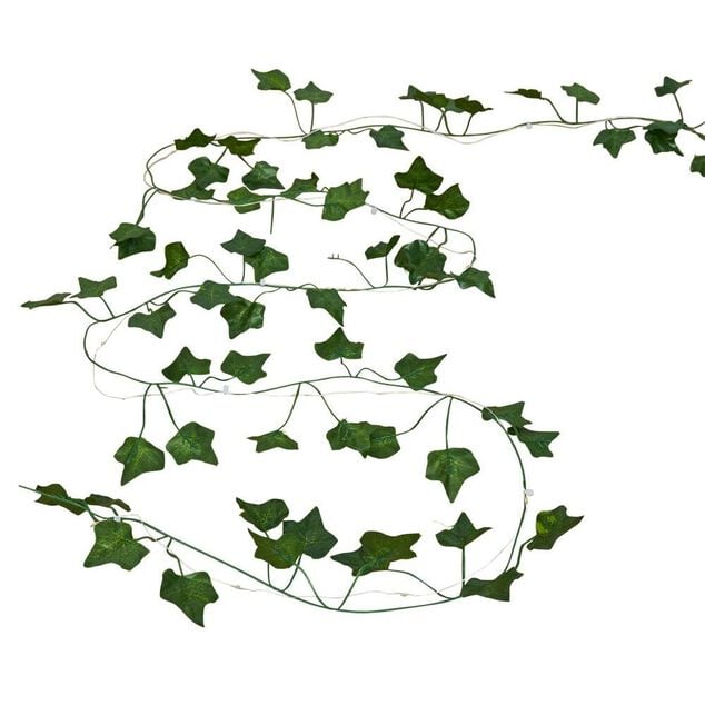 Guirlande lumineuse lierre artificiel vert 20 microled blanc chaud 2,9m