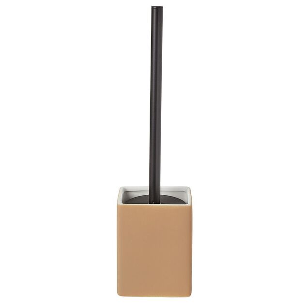 Brosse WC socle carr&eacute; gr&egrave;s rouge terracotta 9,2x9,2xH36cm