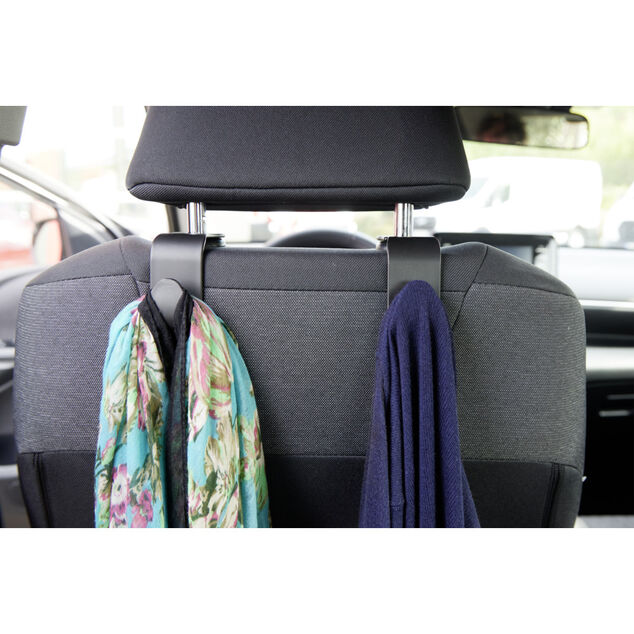 Crochet rangement appuie-tête noir H10cm (2 pièces)