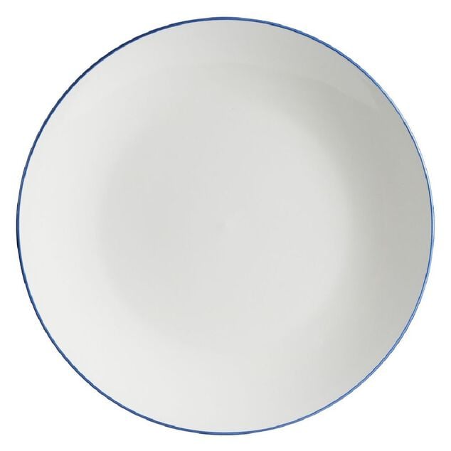 Assiette plate porcelaine blanc liser&eacute; bleu fonc&eacute; &Oslash;26,5cm