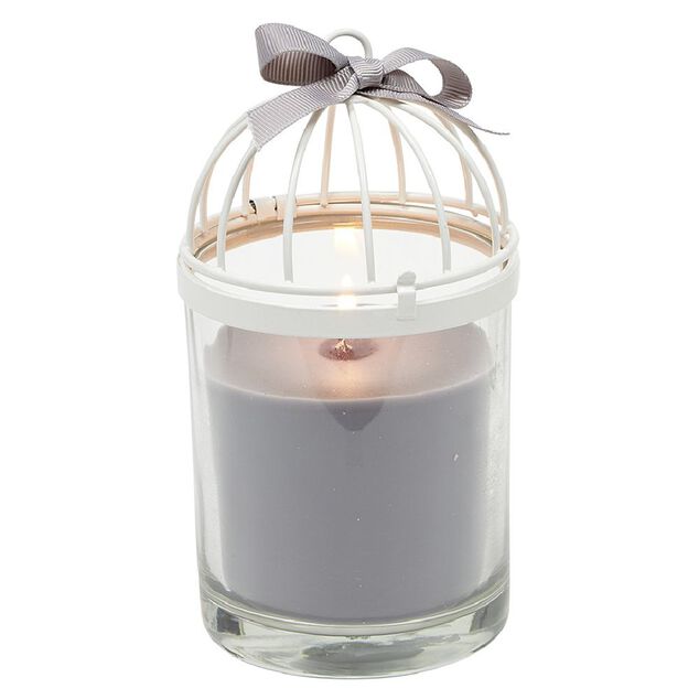 Bougie cage à oiseau gris