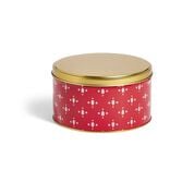 Boîte ronde en métal rouge irisé et doré Ø13,5xH7cm