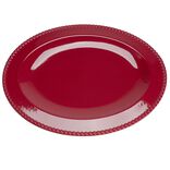 Plat de service Noël ovale céramique rouge 35x45cm