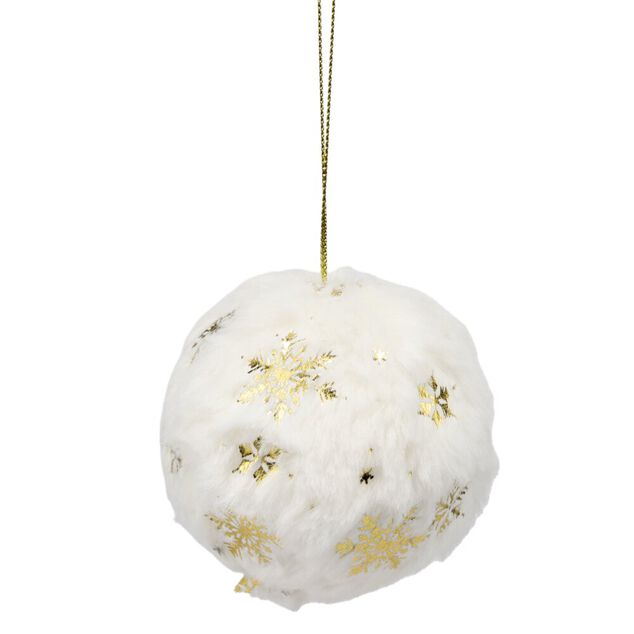 Boule de No&euml;l effet fourrure et flocons &Oslash;8cm (2 mod&egrave;les)