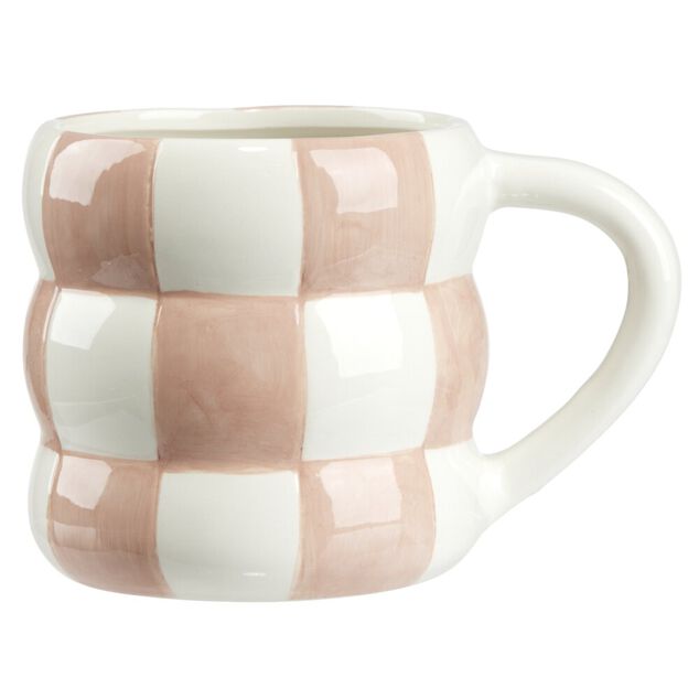 Mug dolomite 38cl motif damier bicolore &Oslash;9xH13cm (3 mod&egrave;les)