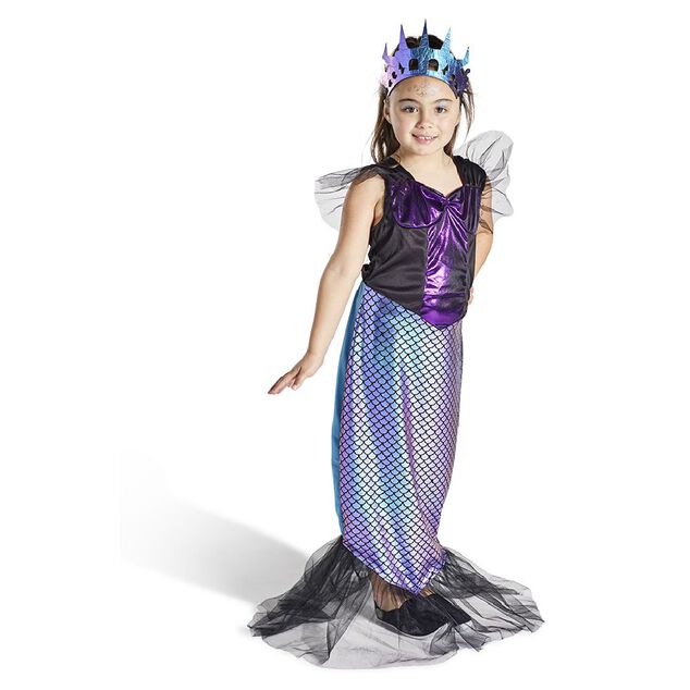D&eacute;guisement enfant sir&egrave;ne robe et serre-t&ecirc;te noir et violet 11/14ans