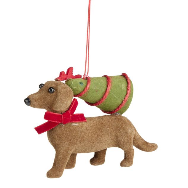 Teckel de No&euml;l &agrave; suspendre L12cm (3 mod&egrave;les)