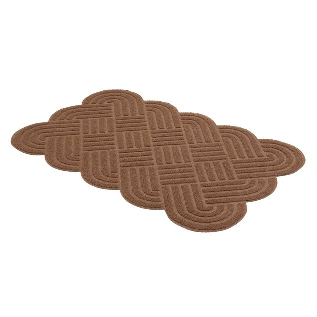 Tapis entr&eacute;e contour vague polyester L80X50 cm (2 mod&egrave;les noir ou marron)