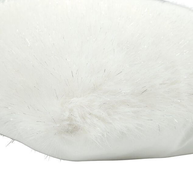 Coussin carr&eacute; imitation fourrure poils longs L45X45X&eacute;p.8 cm blanc