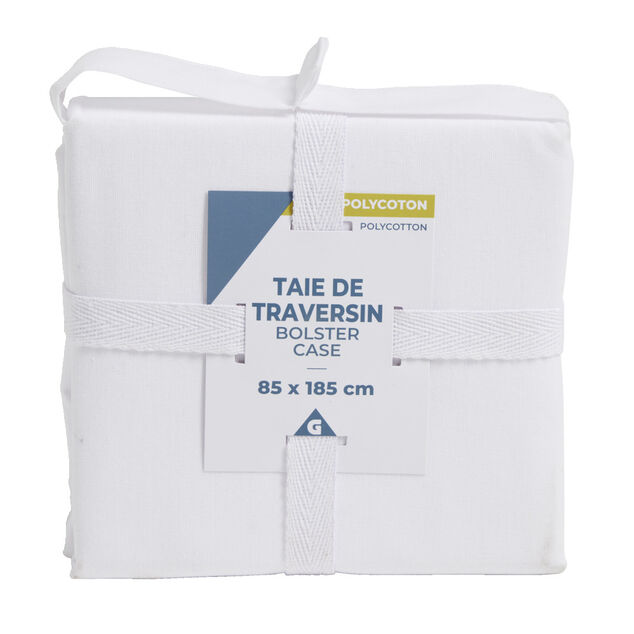Taie de traversin 85x185cm polycoton blanc
