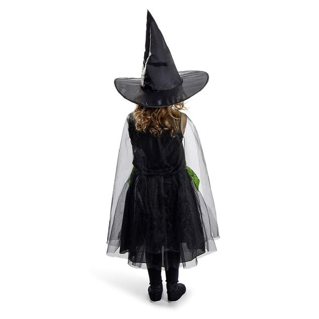 D&eacute;guisement enfant Halloween sorci&egrave;re robe chapeau noir vert 11/14ans